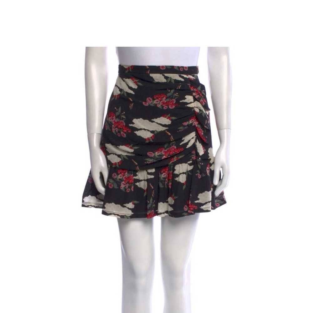 Mother of Pearl Flare Floral Mini Black and Red Skirt Size 6/Waist 30’